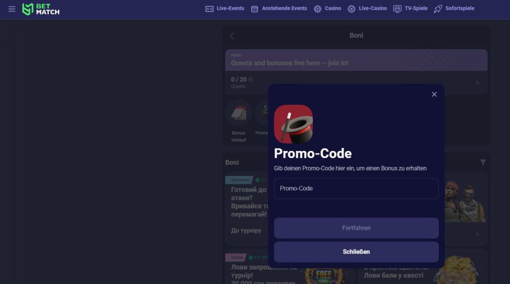 Betmatch Promo-Codes